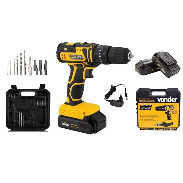 Parafusadeira Furadeira de Impacto Vonder - 2 Baterias - PFV 020I