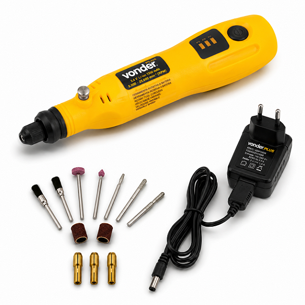 Microrretífica Vonder 12 Acessórios - A Bateria 3,6V - MBV 036
