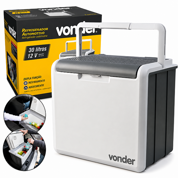 Geladeira Portátil Vonder 30L 12V Resfria Aquece Carro Caminhão Cooler Elétrico Automotivo
