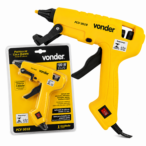 Pistola Cola Quente VONDER 100W Bivolt Bastão 12mm;