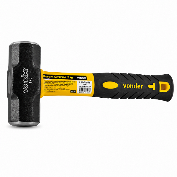 Marreta Oitavada VONDER 1,0 kg com Cabo de Fibra