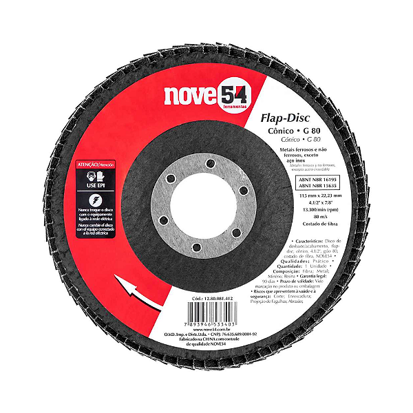Flap-Disc Cônico NOVE54 - 4.1/2" G80