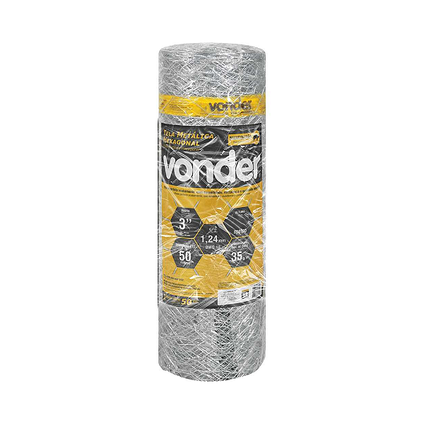 Tela Metálica Mangueirão VONDER  1,8m x 50m Malha 3" Fio 18 Galvanizada