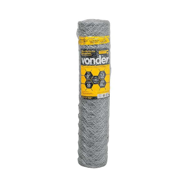 Tela Metálica Mangueirão VONDER  1,2m x 50m  Malha 3" Fio 16 Galvanizada