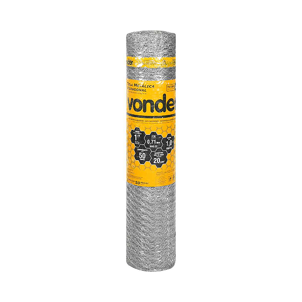 Tela Metálica Pinteiro VONDER  1m x 50m  Malha 1" Fio 22 Galvanizada