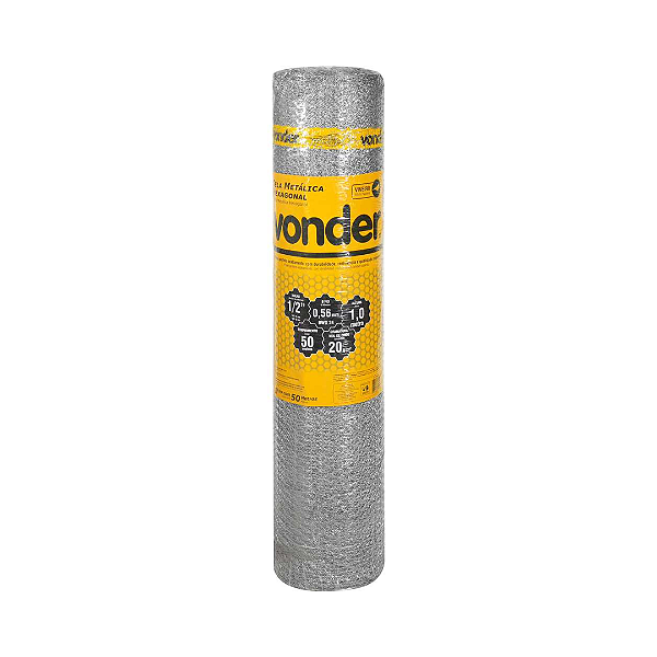 Tela Metálica Viveiro VONDER  1m x 50m  Malha 1/2" Fio 24 Galvanizada