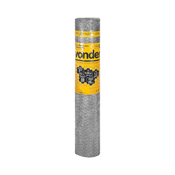 Tela Metálica Pinteiro VONDER  1,2m x 50m  Malha 1" Fio 24 Galvanizada