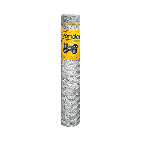 Tela Metálica Mangueirão VONDER  1,5m x 50m  Malha 3" Fio 16 Galvanizada