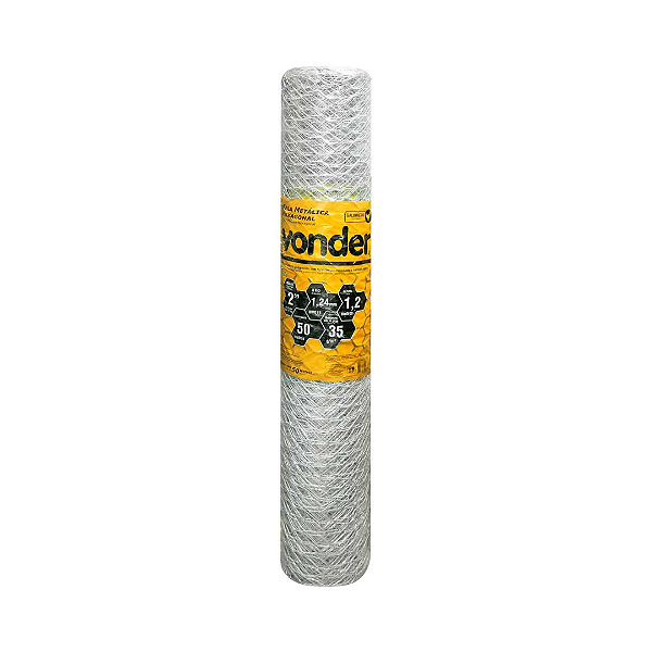 Tela Metálica Galinheiro VONDER  1,2m x 50m  Malha 2" Fio 18 Galvanizada