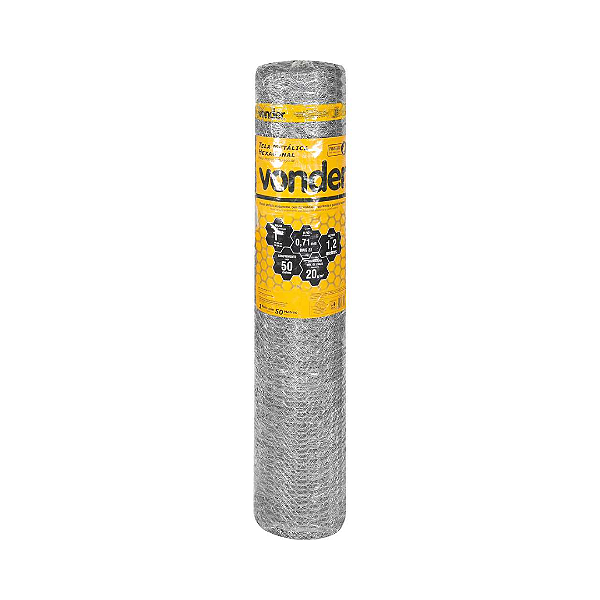 Tela Metálica Pinteiro VONDER  1,2m x 50m  Malha 1" Fio 22 Galvanizada