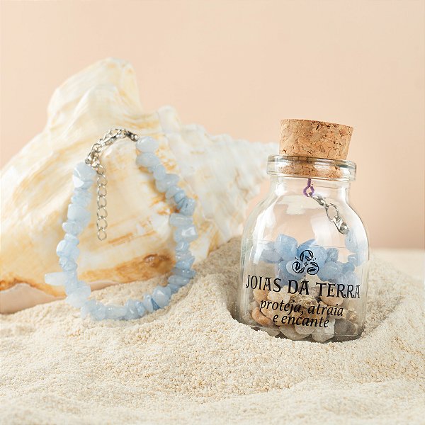 Pulseira Água Marinha Com Extensor de Tamanho (Clareza Mental e Serenidade)