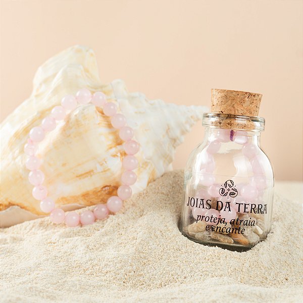 Pulseira Esfera Quartzo Rosa Lapidada (Amor e Autoestima)