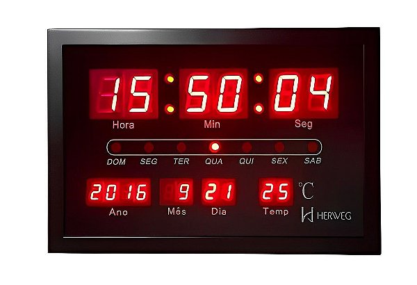 Relógio De Parede Termômetro Calendario Herweg 6289 Bivolt