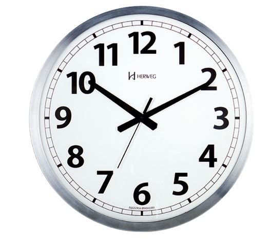 Relógio de Parede Herweg 6713 com Tic-Tac | Grande 40cm | Branco & Alumínio