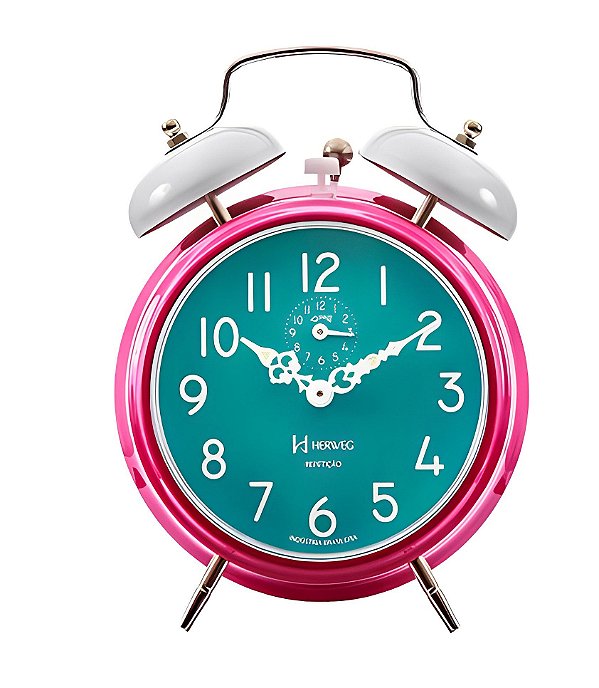 Relógio Despertador A Cordas Pink Escuro Grande Herweg 2383