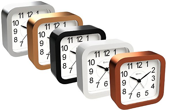 Relógio Despertador Quartz Preto Herweg Silencioso Luz 2644