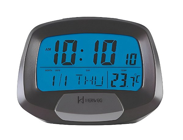Despertador Digital Prata Cinza Calendário Temperatura 2977