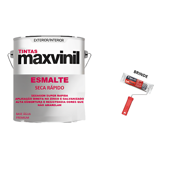 Tinta Seca Rápido Metal Madeira Maxvinil 900ml + Rolo