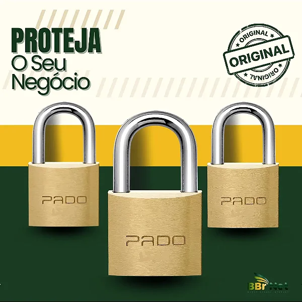 Kit 3 Cadeados Pado 20mm Mesmo Segredos Iguais Mesma Chave
