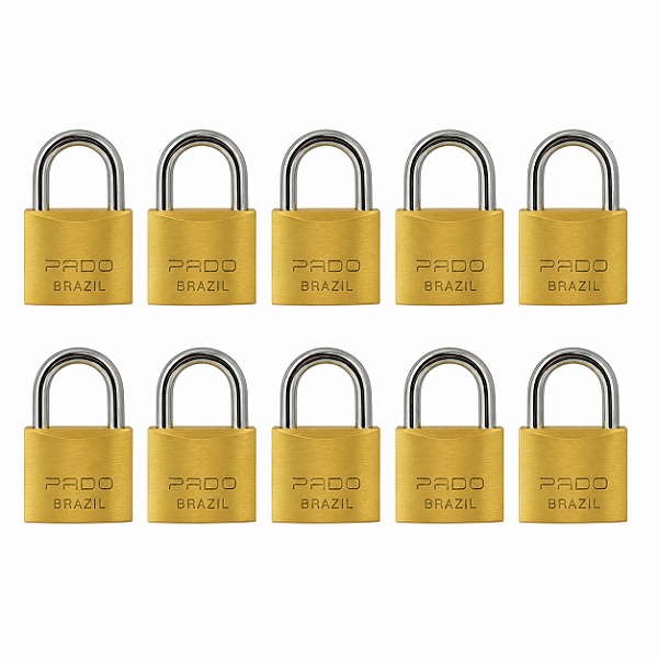 Kit 10 Cadeados Pado 40mm Mesmo Segredos Iguais Mesma Chave