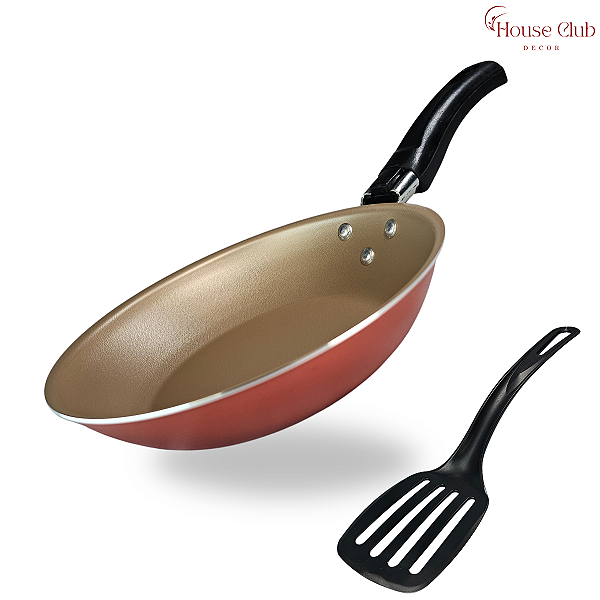 Frigideira Francesa 16 cm Antiaderente Teflon Cor Cereja e Dourado