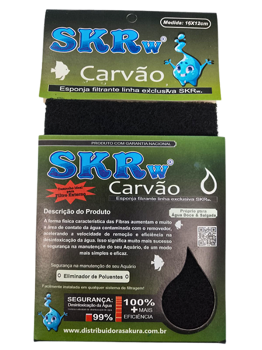 ESPONJA SKRw FILTRANTE CARVAO ATIVADO   16X12CM