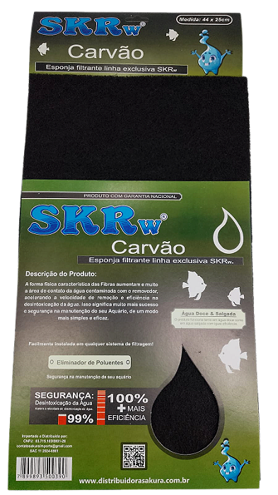 SKRw ESPONJA FILTRANTE CARVAO ATIVADO  44X25CM