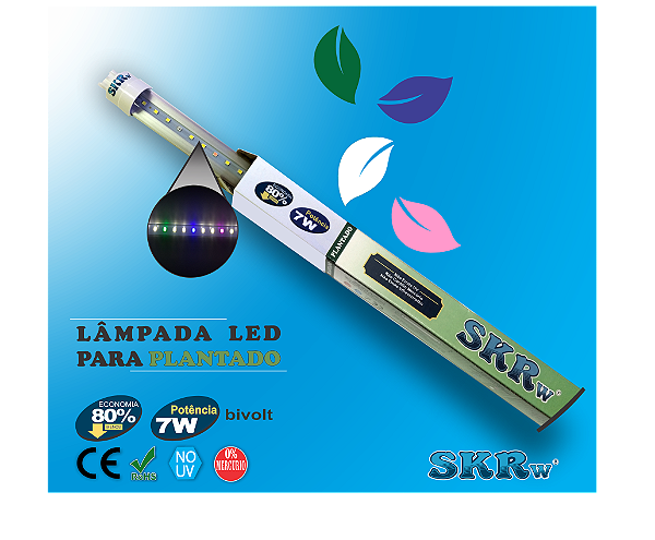 SKRw LAMPADA DE LED TUBOL.T8 7W 45CM P/ PLANTADO