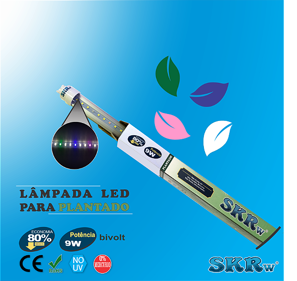 SKRw LAMPADA DE LED TUBOL.T8 9W 60CM P/ PLANTADO