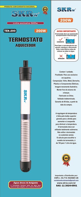 SKRw TERMOSTATO AQUECEDOR - TEK-200W 220V