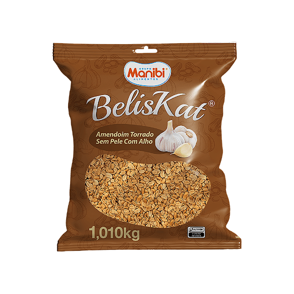 Amendoim Torrado Sem Pele Temperado Alho Caixa com 10 Unidades de 1kg - Beliskat