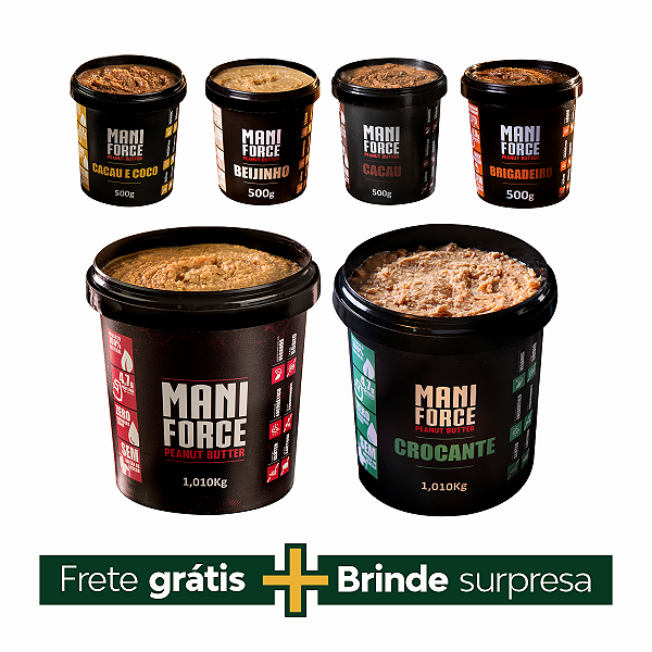 Kit 06 Pasta de Amendoim Integral Maniforce Vários Sabores