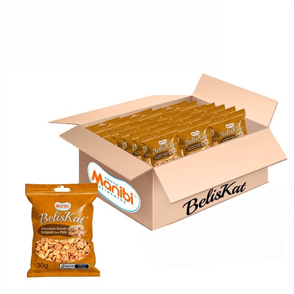 Kit 80x Amendoim Beliskat Salgado Sem Pele 30g