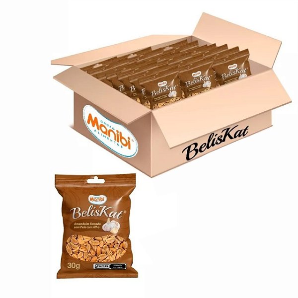 Kit 80x Amendoim Beliskat Salgado Sem Pele Sabor Alho 30g