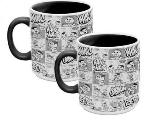 Caneca De Cerâmica Turma Da Mônica Quadrinhos Preto e Branco
