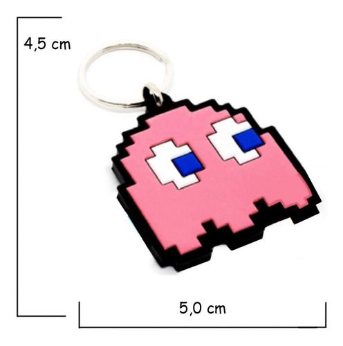 Chaveiro Fantasma Rosa Pac Man Emborrachado