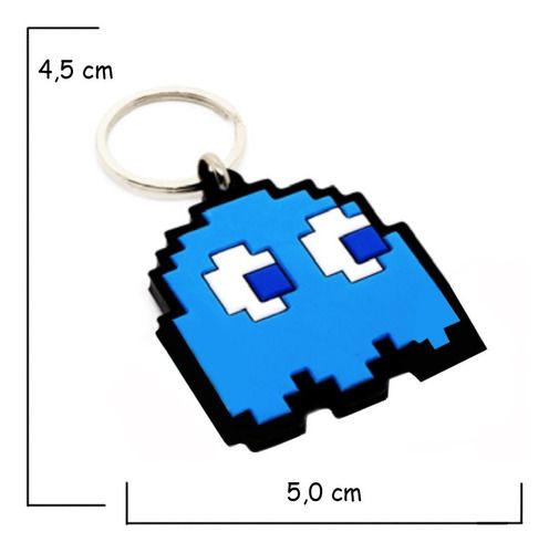 Chaveiro Fantasma Azul Pac Man Emborrachado