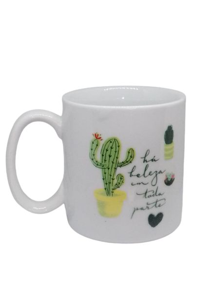 Caneca Branca Cactos