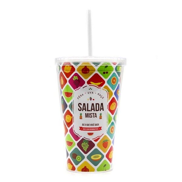 Copo Com Canudo Salada Mista