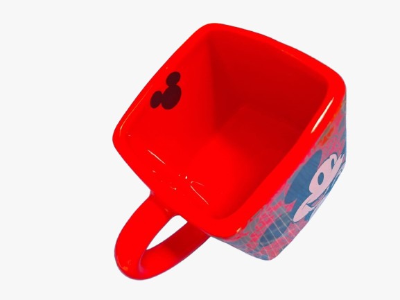 Caneca Quadrada em Cerâmica Mickey Vermelha