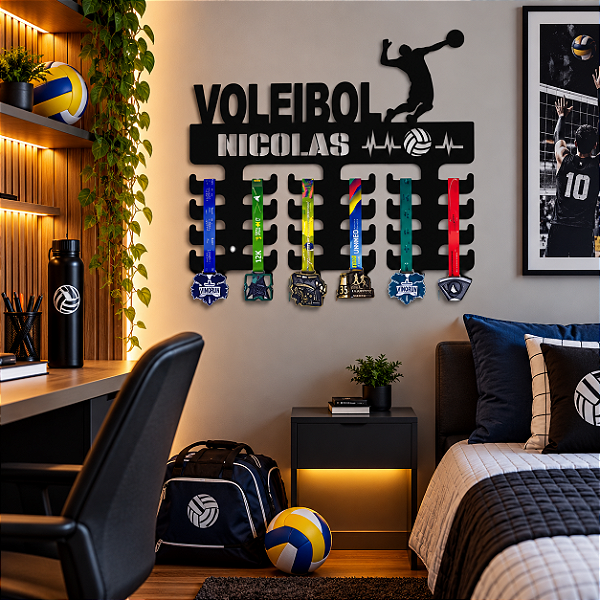 Porta Medalhas Vôlei Masculino com Nome