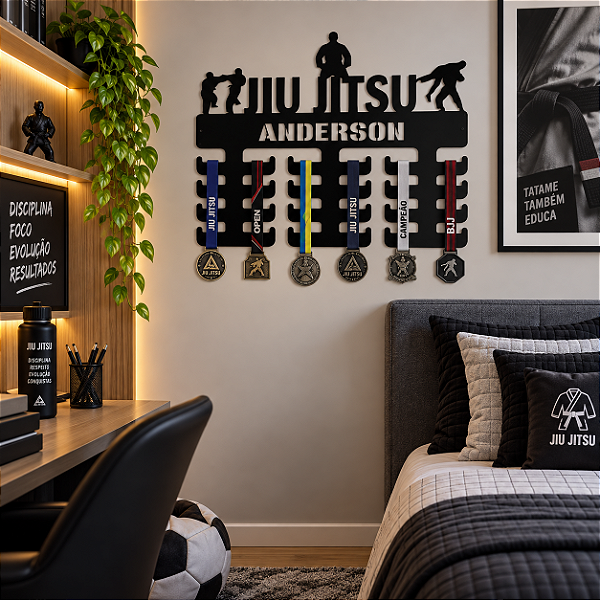 Porta Medalhas Jiu-Jitsu com Nome