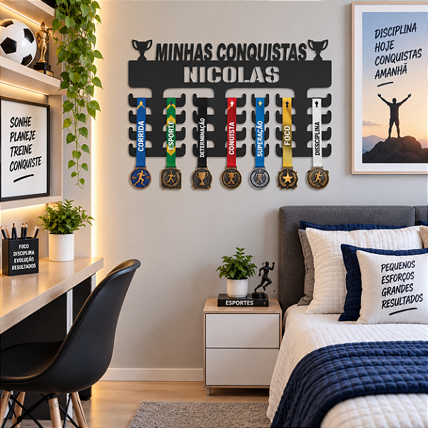 Porta Medalhas Minhas Conquistas com Nome