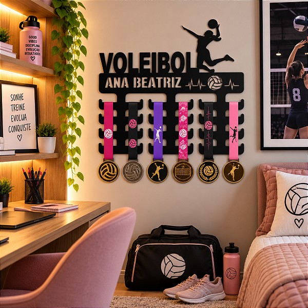 Porta Medalhas Vôlei Feminino com Nome