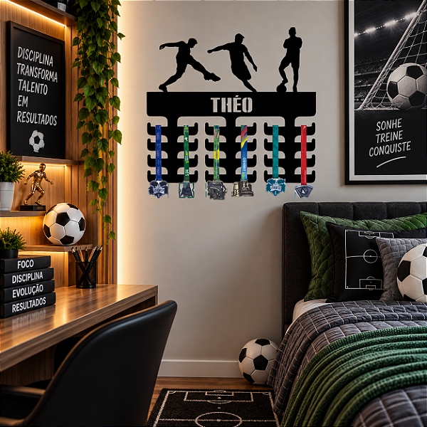 Porta Medalhas Futebol Lances com Nome