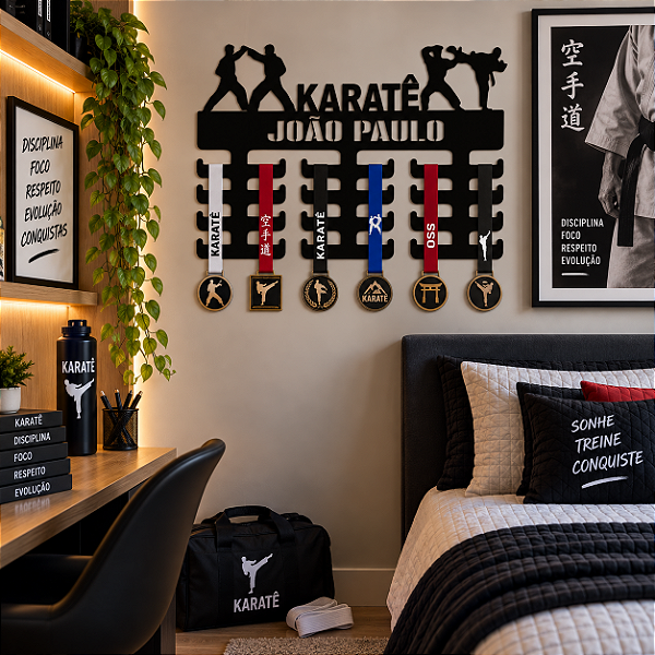 Porta Medalhas Karatê com Nome