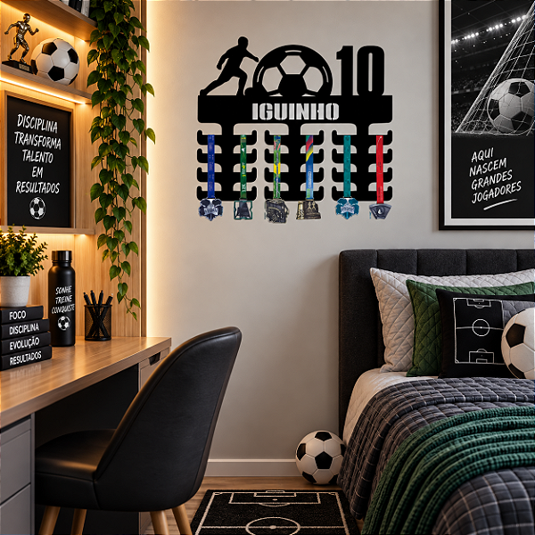 Porta Medalhas Futebol Bola Nome e Número