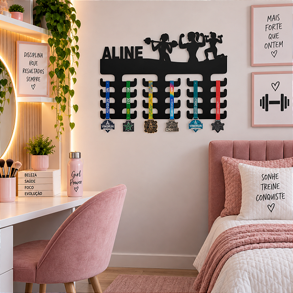 Porta Medalhas Crossfit Feminino Nome