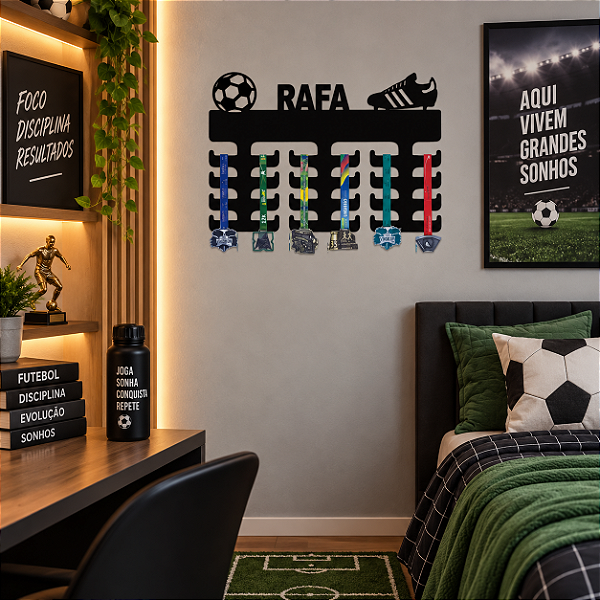 Porta Medalhas Bola e Chuteira com Nome