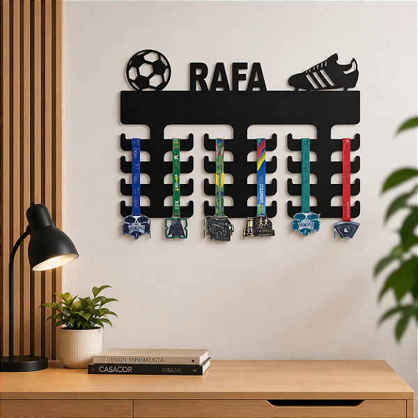 Porta Medalhas Bola e Chuteira com Nome